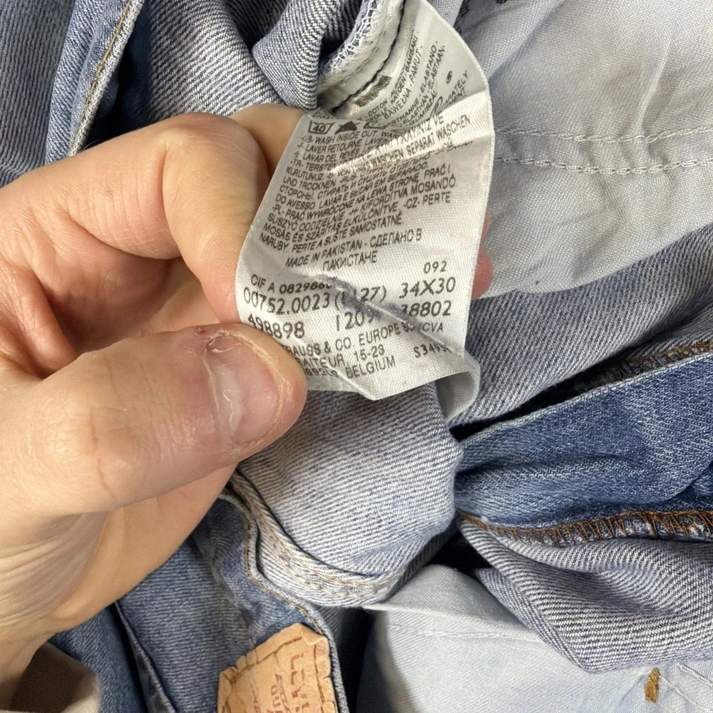 Vintage Levi's 752 Jeans Mens 34x30 Blue Denim‎ Cotton Distressed Straight Leg